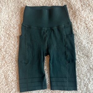 Fabletics Sculpt Knit High-Waisted Teal Biker Shorts Small